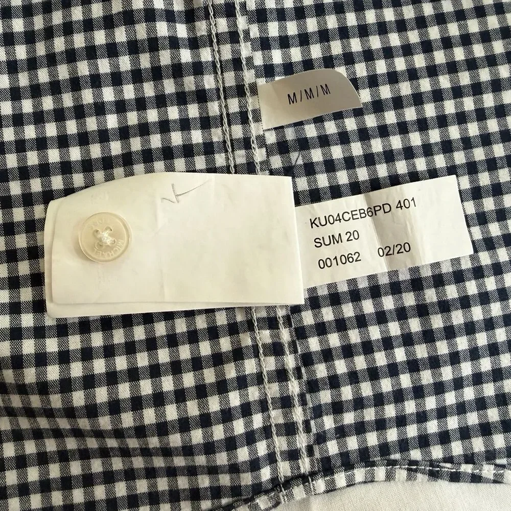 Michael Kors Mens Gingham Short Sleeve Button Down Shirt Size M Navy White